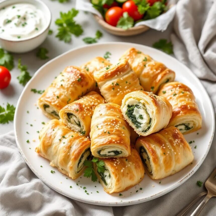 Savory spinach and feta rolls